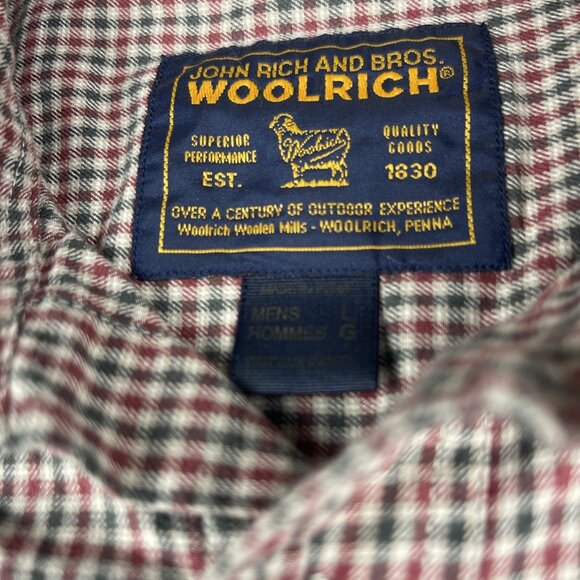 Vintage Woolrich Plaid Button-Up Lumberjack Flannel Men's L Red Green - Picture 9 of 16